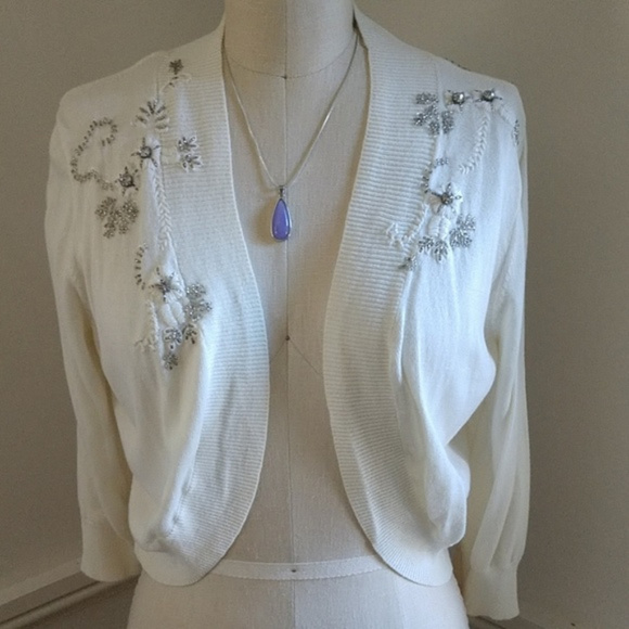 Elle Sweaters - 16 LIKES 💋NWT💋Bejeweled Elle Winter White Bolero